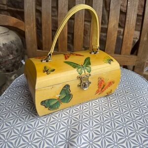Vintage wooden box butterfly handbag